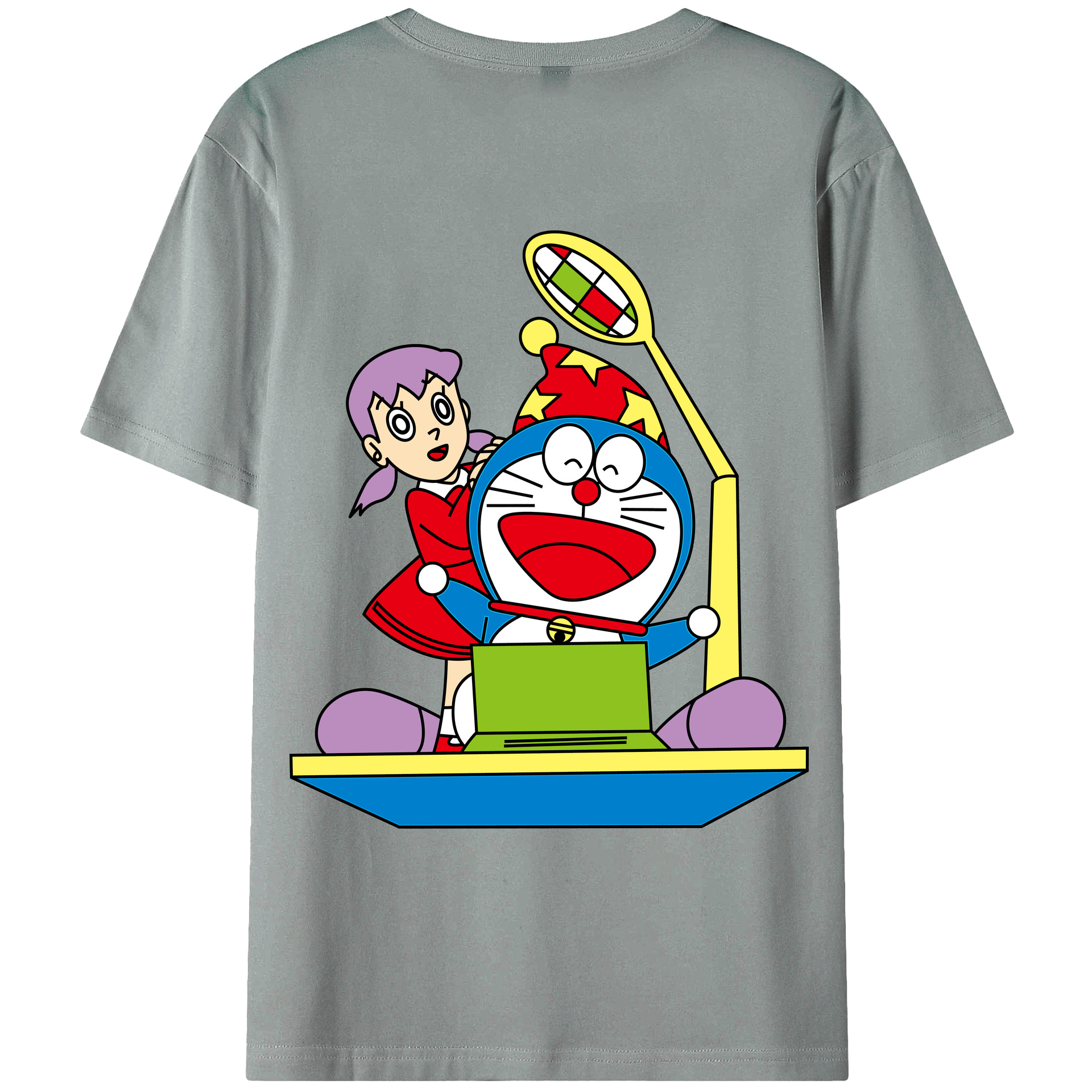 （画像用） ドラえもん みなもと しずか Doraemon Shizuka Minamoto 綿100％ メンズ半袖Tシャツ（バックプリント） 通気性